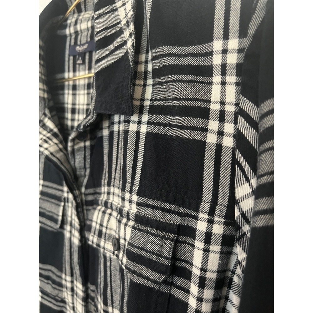 MADEWELL Daywalk Plaid Flannel Shirt Dress Size S Long Sleeve Black White - Picture 7 of 11